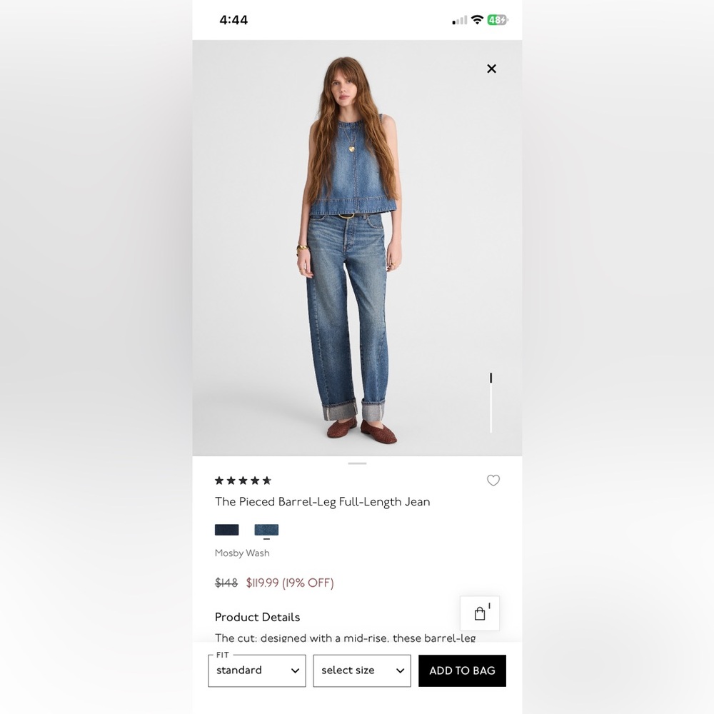 Madewell Mosby Wash Straight-Leg Jeans in Medium Blue
